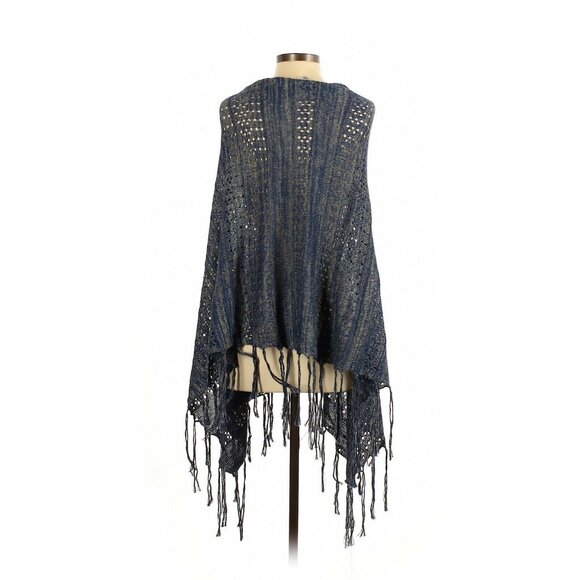 Women Lularoe Navy Blue Mimi Poncho Cape Sweater Shawl Scarf Size OS One Size - Picture 2 of 3